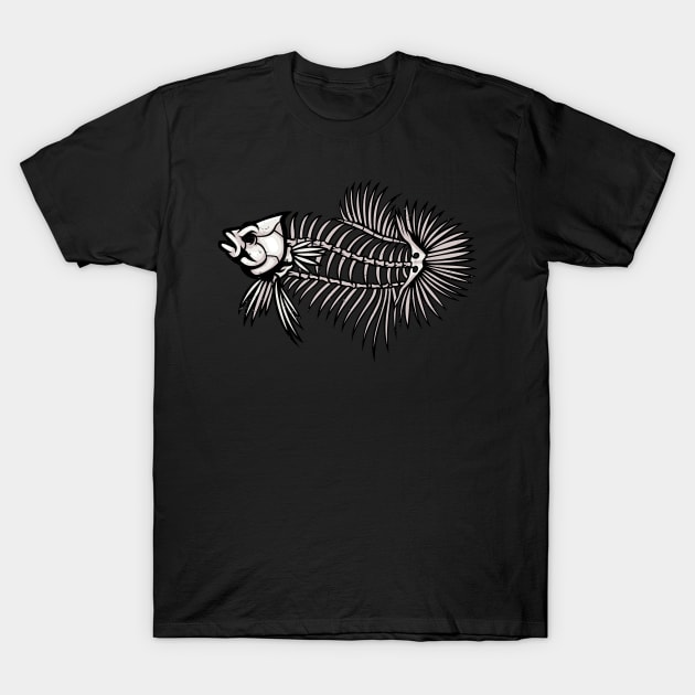 Betta Fish Skeleton Aquarium Fish Lover T-Shirt by Foxxy Merch